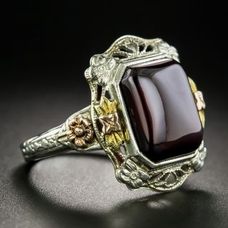 Art Deco Garnet Tri-Tone Ring