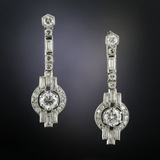 Art Deco Geometric Diamond Drop Earrings - 2