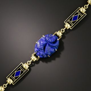 Art Deco Geometric Enamel and Carved Lapis Bracelet by Richardson & Co - 3