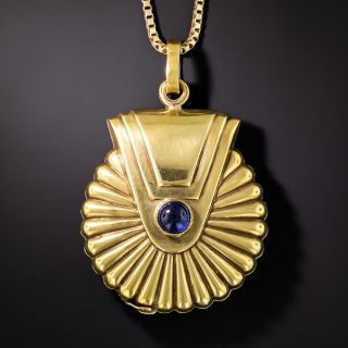 Art Deco Geometric Sliding Sapphire Locket - 2