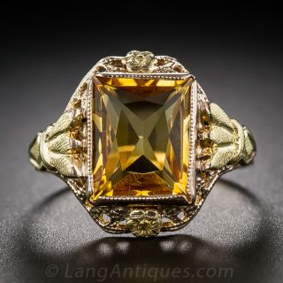 Art Deco Gold and Citrine Ring