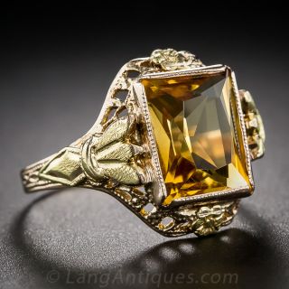 Art Deco Gold and Citrine Ring