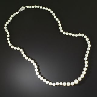 Art Deco Graduated Pearl Necklace with Diamond Clasp - 2