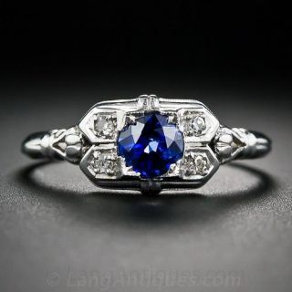 Art Deco Granat Brothers Sapphire and Diamond Ring