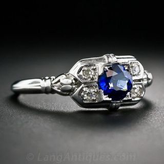 Art Deco Granat Brothers Sapphire and Diamond Ring