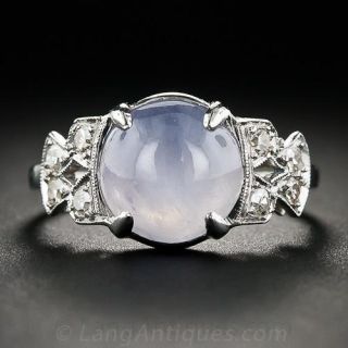 Art Deco Gray Star Sapphire and Diamond Ring