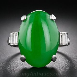 Art Deco Jade and  Diamond Platinum Ring