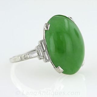 Art Deco Jade and Diamond Ring