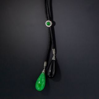 Art Deco Jade and Onyx Lanyard - 5