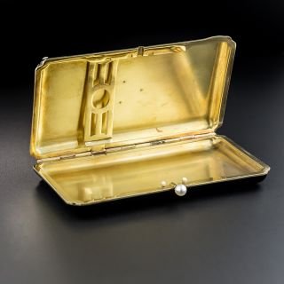 Art Deco Jade, Diamond & Enamel Cigarette Case 