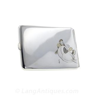 Art Deco Japanesque Sterling Silver Cigarette Case