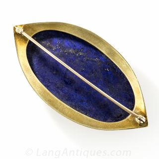 Art Deco Lapis and Enamel Brooch