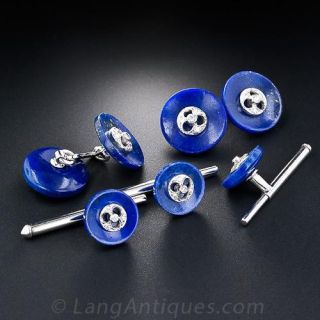 Art Deco Lapis Button Tuxedo Set 