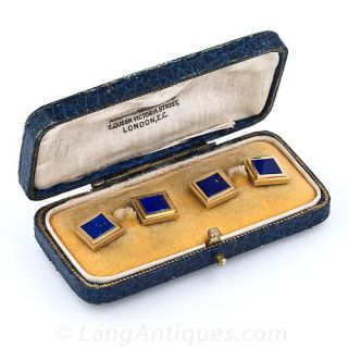 Art Deco Lapis Cufflinks - Mappin & Webb