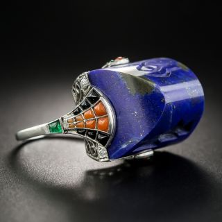 Art Deco Lapis Lazuli Egyptian Revival Ring - 3