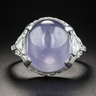 Art Deco Lavender Star Sapphire and Diamond Platinum Ring