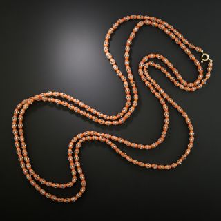 Art Deco Long Coral Bead and Glass Necklace, 64 1/2 Inches - 4
