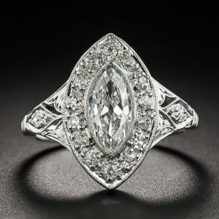 Art Deco Marquise Diamond Platinum Ring - 2