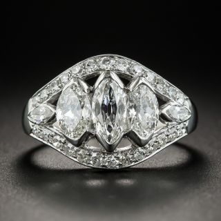 Art Deco Marquise Platinum Diamond Ring - 1