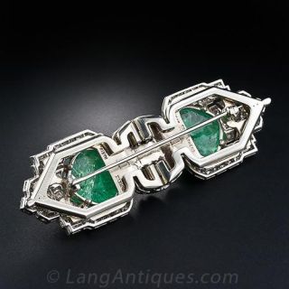 Art Deco Moghul Emerald and Diamond Clips and Brooch