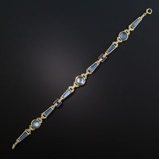Art Deco Moonstone and Calibre Sapphire Bracelet