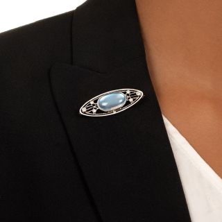 Art Deco Moonstone and Diamond Brooch by Hagerstrom & Chapman
