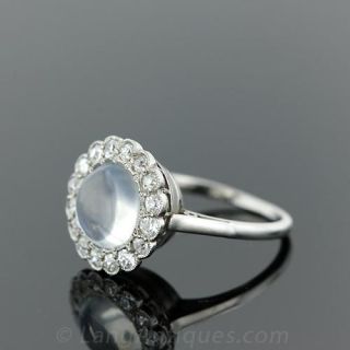 Art Deco  Moonstone and Diamond Ring