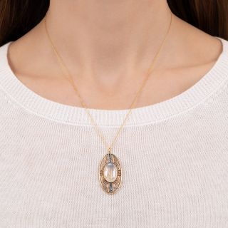 Art Deco Moonstone and Sapphire Pendant