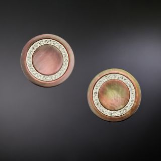 Art Deco Mother-of-Pearl and Diamond Ear Studs by Carrington Co. - 1