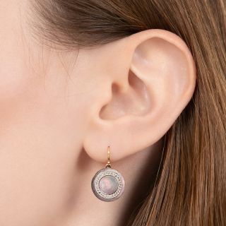 Art Deco Mother-of-Pearl and Diamond Earrings by Carrington Co. 