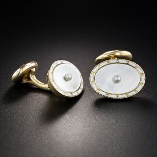 Art Deco Mother-of-Pearl and Enamel Cufflinks
