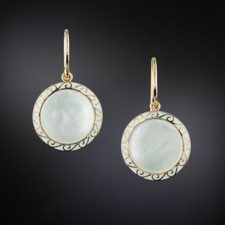 Art Deco Mother-of-Pearl and Enamel Dangle Earrings  - 1