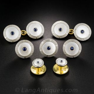 Art Deco Mother-of-Pearl and Sapphire Dress Set