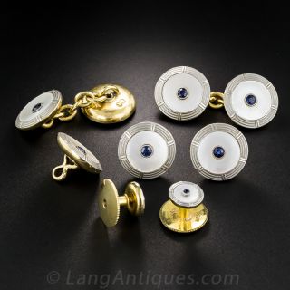 Art Deco Mother-of-Pearl and Sapphire Dress Set