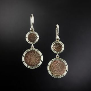 Art Deco Mother of Pearl Dangle Earrings  - 3