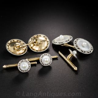 Art Deco Mother-of-Pearl Tuxedo Set