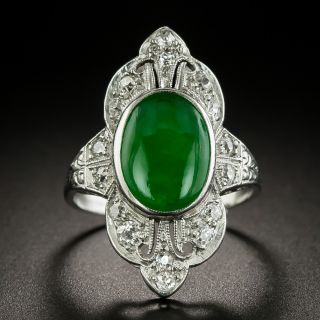 Art Deco Jade and Diamond Ring - GIA - 2