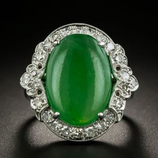 Art Deco Natural Jade and Diamond Ring by Goodman & Co - 1