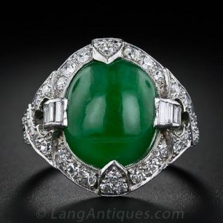 Art Deco Natural Jade Ring