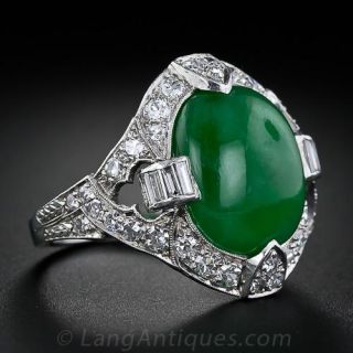 Art Deco Natural Jade Ring