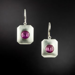 Art Deco Natural No-Heat Star Ruby Earrings - 2