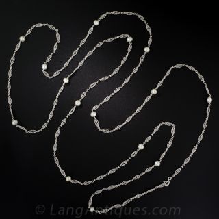 Art Deco Natural Pearl and Platinum Chain