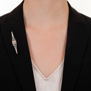 Art Deco Natural Pearl, Diamond and Sapphire* Bar Pin