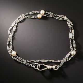 Art Deco Natural Pearl Wrap Around Link Bracelet - 2