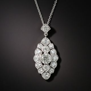 Art Deco Navette Shaped Diamond Pendant - 3