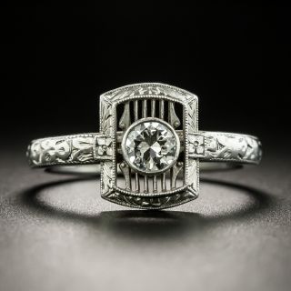 Art Deco Neoclassical .35 Carat Diamond Engagement Ring - 2