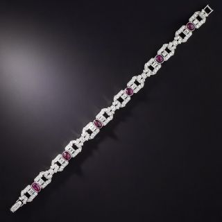 Art Deco No-Heat Burma Ruby and Diamond Bracelet - 1