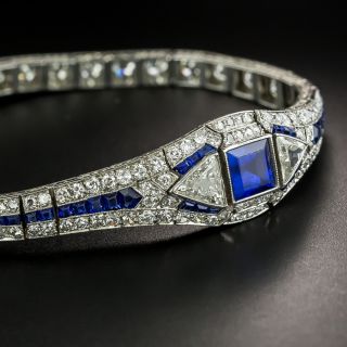 Art Deco No-Heat Burma Sapphire and Diamond Bracelet, Attributed to Oscar Heyman - 3