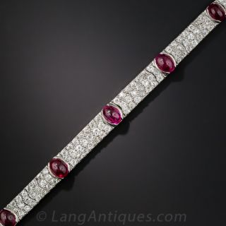 Art Deco No-Heat Burmese Ruby, Platinum and Diamond Bracelet