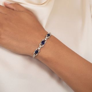 Art Deco No-Heat Ceylon Sapphire and Diamond Bracelet